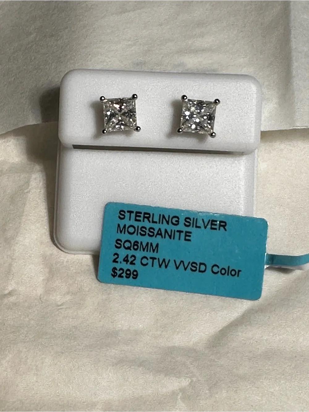 925 Sterling Silver Moissanite Stud Earrings - 6mm 2.42 ctw Silverscrewback.